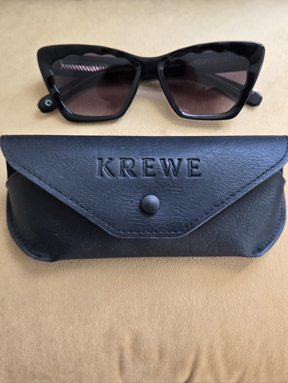 KREWE Black Cat-Eye Sunglasses with Dark Smoke Lenses